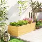 Jardinera de Madera con 3 Zonas de Cultivo y Forro Ideal para Verduras Hierbas y Flores 140x60x40cm Natural