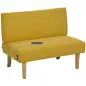 Sofá de 2 Plazas Tapizado en Pana con 2 Puertos USB 1 Puerto Tipo-C y Patas de Madera Carga 240 kg 110x60x85 cm Amarillo