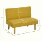 Sofá de 2 Plazas Tapizado en Pana con 2 Puertos USB 1 Puerto Tipo-C y Patas de Madera Carga 240 kg 110x60x85 cm Amarillo
