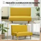 Sofá de 2 Plazas Tapizado en Pana con 2 Puertos USB 1 Puerto Tipo-C y Patas de Madera Carga 240 kg 110x60x85 cm Amarillo