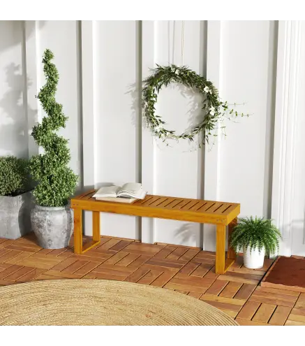 Banco de Jardín de Madera de 2 Plazas con Asiento de Lamas Carga 300 kg para Exteriores 120x34x43 cm Teca