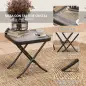 Conjunto de 3 Piezas Mesa con Encimera de Cristal y Sillas Plegables con Respaldo Regulable para Terraza Exterior Negro
