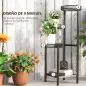Soporte para Plantas de 4 Niveles Soporte de Acero para Macetas Interior y Exterior 25x25x80 cm Negro
