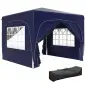 Cenador Plegable 3x3 m Gazabo con Paneles Laterales UPF50+ Altura Ajustable y Bolsa de Transporte Azul Oscuro