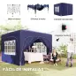 Cenador Plegable 3x3 m Gazabo con Paneles Laterales UPF50+ Altura Ajustable y Bolsa de Transporte Azul Oscuro