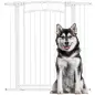 Puerta para Perros con Ancho Ajustable 76-104 cm Barrera de Seguridad con 2 Extensiones y Doble Bloqueo Blanco