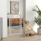 Puerta para Perros con Ancho Ajustable 76-104 cm Barrera de Seguridad con 2 Extensiones y Doble Bloqueo Blanco