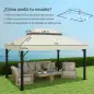 Toldo de Recambio 4x3 m con Techo Doble con Orificios de Drenaje y Protección UPF30+ Crema Solo Toldo NO Incluye Marco