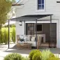 Pérgola de Pared 2,4x2,4 m con Techo Inclinado Protección UV 30+ Impermeable Marco de Metal Gris Oscuro