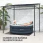 Pérgola de Pared 2,4x2,4 m con Techo Inclinado Protección UV 30+ Impermeable Marco de Metal Gris Oscuro