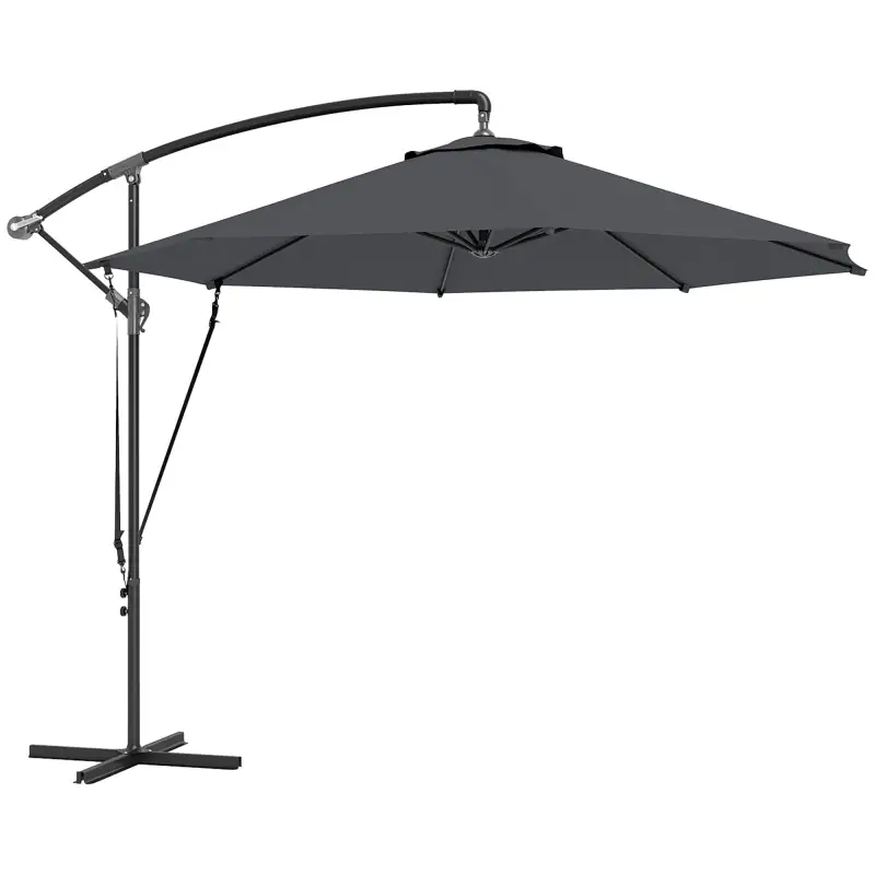 Parasol de Jardín Excéntrico Sombrilla con Funda para Sombrilla Protección UV 50+ y Base Cruzada Ø290x243 cm Gris Oscuro Parasol de Jardín Excéntrico Sombrilla con Funda para Sombrilla Protección UV 50+ y Base Cruzada Ø290x243 cm Gris Oscuro