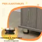 Jaula para Perros Grandes 2 en 1 Mesa Auxiliar con Puertas con Pestillo Ventanas y Patas Ajustables 114x60x82 cm Gris