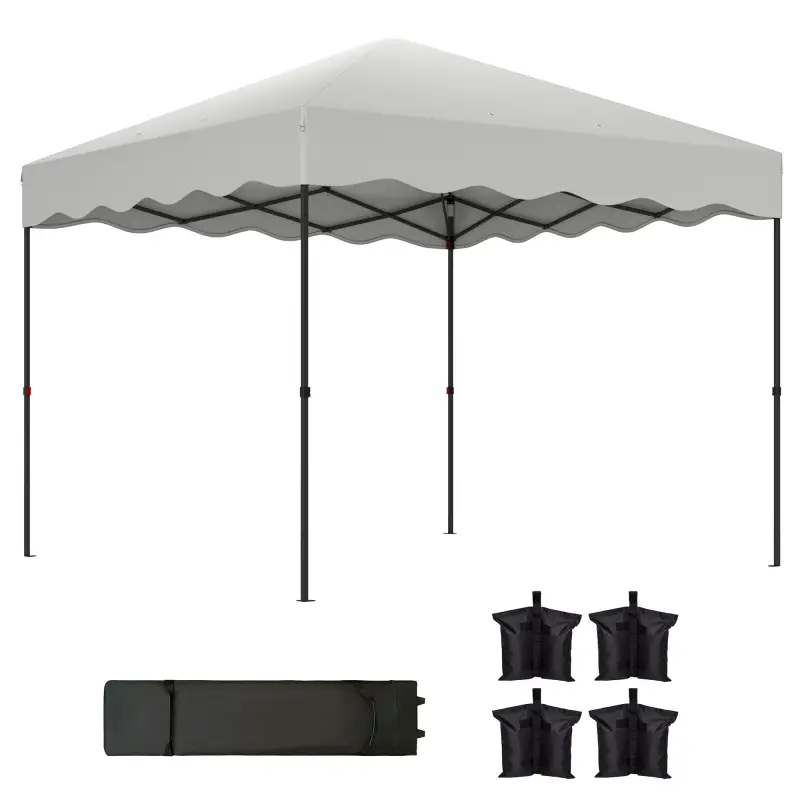 Carpa Plegable 3x3m con Protección UV Altura Ajustable y Bolsa con Ruedas para 6-9 Personas Blanco