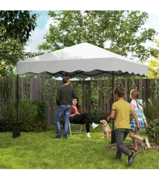 Carpa Plegable 3x3m con Protección UV Altura Ajustable y Bolsa con Ruedas para 6-9 Personas Blanco