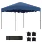 Carpa Plegable 3x3m con Protección UV Altura Ajustable y Bolsa con Ruedas para 6-9 Personas Azul Oscuro