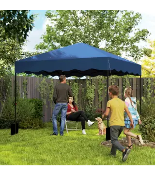 Carpa Plegable 3x3m con Protección UV Altura Ajustable y Bolsa con Ruedas para 6-9 Personas Azul Oscuro