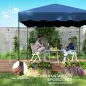 Carpa Plegable 3x3m con Protección UV Altura Ajustable y Bolsa con Ruedas para 6-9 Personas Azul Oscuro