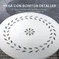 Mesa de Jardín Redonda de Acero con Diseño de Flores y Hojas Patas Ajustables y Estructura en Forma de X Ø40x50cm Blanco