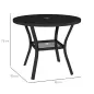 Mesa de Comedor Exterior Redonda con Orificio para Sombrilla Estante Inferior y Estructura de Acero Ø90x73 cm Negro