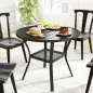 Mesa de Comedor Exterior Redonda con Orificio para Sombrilla Estante Inferior y Estructura de Acero Ø90x73 cm Negro