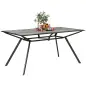 Mesa de Comedor de Exterior con Encimera Imitación Madera para 6 Personas con Estructura de Acero 160x90x73 cm Gris