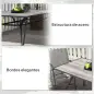 Mesa de Comedor de Exterior con Encimera Imitación Madera para 6 Personas con Estructura de Acero 160x90x73 cm Gris