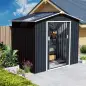 Caseta de Jardín 213x130x185 cm con Puertas Correderas y Claraboya para Almacenamiento de Herramientas Gris Oscuro