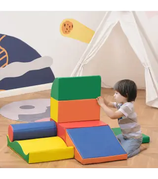Juego de 7 Bloques de Espuma para Niños 1-3 Años Bloques Psicomotricidad Juguetes de Construcción 60x40x11 cm Multicolor