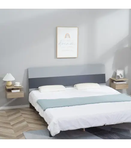 Set de 2 Mesitas de Noche Flotantes con 1 Cajón y Estante Abierto Diseño Moderno Montado en la Pared 35x32x22,5 cm Roble