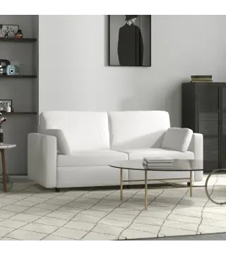 Sofá de 3 Plazas Sofá de Salón Tapizado en Poliéster con 2 Cojines Sofá de Diseño para Dormitorio 178x82x85 cm Crema