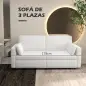Sofá de 3 Plazas Sofá de Salón Tapizado en Poliéster con 2 Cojines Sofá de Diseño para Dormitorio 178x82x85 cm Crema