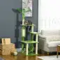Árbol Rascador para Gatos Grandes de 142 cm con Postes de Sisal Hamaca Hojas y Bola de Juguete 49x49x142 cm Verde