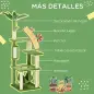 Árbol Rascador para Gatos Grandes de 142 cm con Postes de Sisal Hamaca Hojas y Bola de Juguete 49x49x142 cm Verde