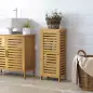 Armario de Baño de Bambú con Estantes Ajustables Mueble de Almacenaje para Salón Cocina Antivuelco 30x19,9x70 cm Natural