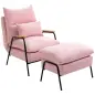 Sillón de Relax con Reposapiés Sillón Reclinable con Respaldo Ajustable Tapizado en Pana 68x91,5x88 cm Rosa