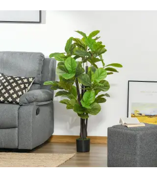 Ficus Artificial 130 cm Planta Artificial con 78 Hojas y Maceta para Interior Verde