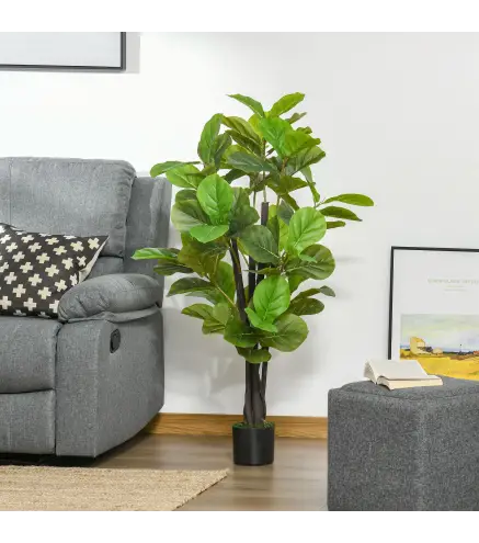 Ficus Artificial 130 cm Planta Artificial con 78 Hojas y Maceta para Interior Verde