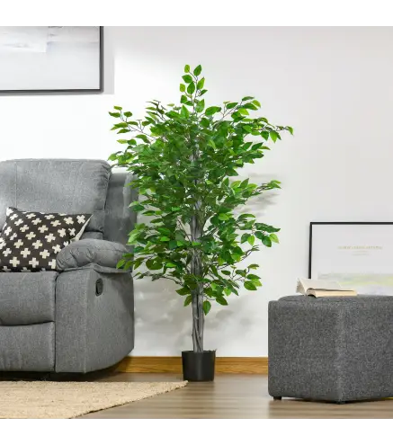 Planta Ficus Artificial 135 cm en Maceta con 756 Hojas Planta Sintética Realista para Interior