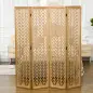 Separador de Ambientes Plegable de 4 Paneles 160x1,7x170 cm Biombo de Madera con Patrones Geométricos Natural