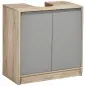 Mueble para Debajo del Lavabo Armario de Baño de Suelo con Puerta Doble y Estante Ajustable 60x30x59,8 cm Roble y Gris