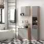 Mueble para Debajo del Lavabo Armario de Baño de Suelo con Puerta Doble y Estante Ajustable 60x30x59,8 cm Roble y Gris