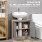 Mueble para Debajo del Lavabo Armario de Baño de Suelo con Puerta Doble y Estante Ajustable 60x30x59,8 cm Roble y Gris