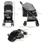 Carrito para Mascotas con 2 Puertas Ventana de Malla Cesta de Almacenamiento Cuerda de Seguridad 80x44,5x97 cm Negro