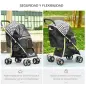 Carrito para Mascotas con 2 Puertas Ventana de Malla Cesta de Almacenamiento Cuerda de Seguridad 80x44,5x97 cm Negro