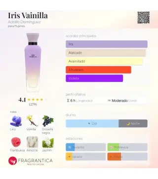ADOLFO DOMINGUEZ IRIS VAINILLA EAU DE PARFUM 120ML VAPORIZADOR + LOCION CORPORAL PERFUMADA 1U + VIAL 10ML VAPORIZADOR