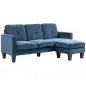 Sofá Esquinero en Forma de L Tapizado Poliéster Sofá Chaise Longue Reversible con 3 Cojines 186x130x84cm Azul
