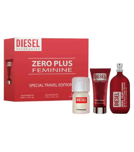 DIESEL ZERO PLUS FEMININE EAU DE TOILETTE 75ML + CREMA CORPORAL PERFUMADA 100ML + EAU DE TOILETTE 30ML VAPORIZADOR