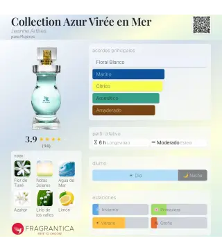 JEANNE ARTHES COLLECTION AZUR VIREE EN MER EAU DE PARFUM 100UN VAPORIZADOR