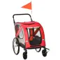 Remolque de Bicicleta para Perros 2 en 1 con Puertas Enrollables Cinturón de Seguridad Carga 30 kg 140x72,5x108 cm Rojo