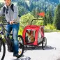 Remolque de Bicicleta para Perros 2 en 1 con Puertas Enrollables Cinturón de Seguridad Carga 30 kg 140x72,5x108 cm Rojo